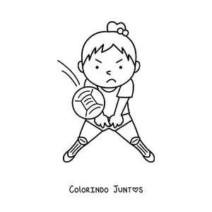 Desenho para colorir de uma menina fazendo uma manchete