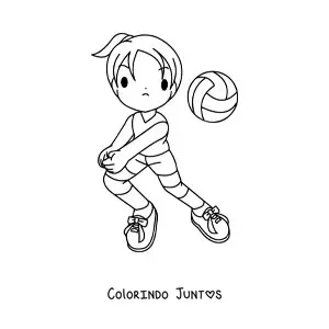 Desenho para colorir de uma menina jogando vôlei