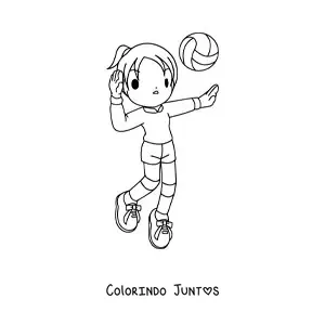 Desenho para colorir de uma menina recebendo a bola de vôlei