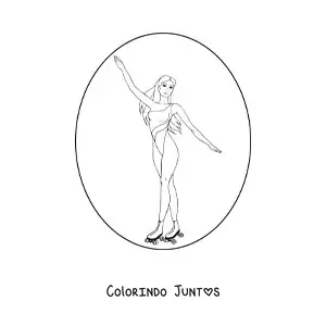 Desenho para colorir de uma atleta de patinação artística sobre rodas