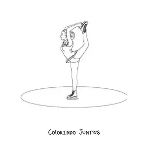 Desenho para colorir de uma bailarina de patinação artística no gelo