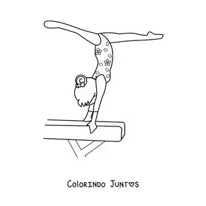 Desenho para colorir de uma menina ginasta no cavalo