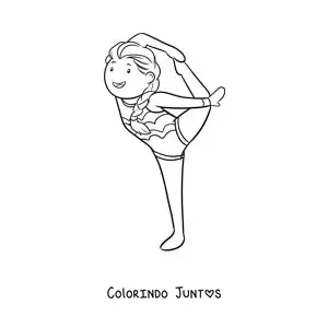 Desenho para colorir de uma menina praticando ginástica rítmica