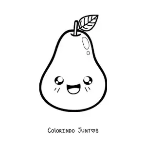 Desenho para colorir de uma pera kawaii sorridente