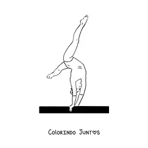 Desenho para colorir de uma garota ginasta fazendo exercícios no cavalo