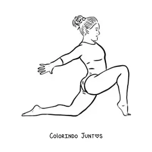 Desenho para colorir de uma garota fazendo piruetas de ginástica artística