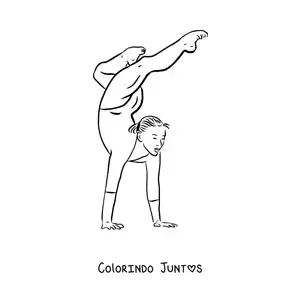 Desenho para colorir de uma ginasta em uma posição de ginástica artística feminina