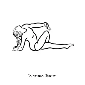 Desenho para colorir de uma mulher fazendo ginástica rítmica