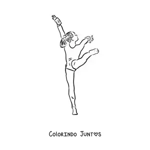 Desenho para colorir de uma mulher fazendo ginástica esportiva