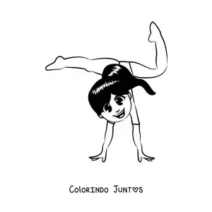 Desenho para colorir de uma menina fazendo ginástica rítmica