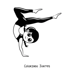 Desenho para colorir de uma menina fazendo uma pose de ginástica rítmica