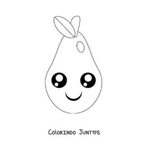 Desenho para colorir de uma pera kawaii animada de olhos grandes