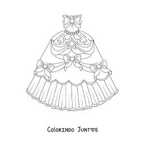 Desenho para colorir de um vestido com laços