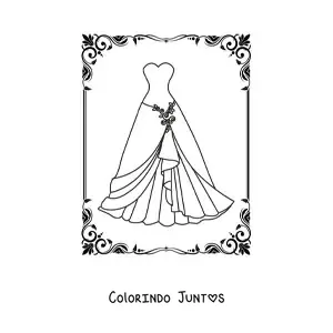 Desenho para colorir de um vestido de gala