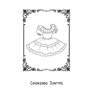 Desenho para colorir de um vestido curto