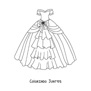 Desenho para colorir de um vestido de 15 anos