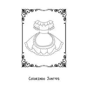 Desenho para colorir de um vestido de uniforme de empregada