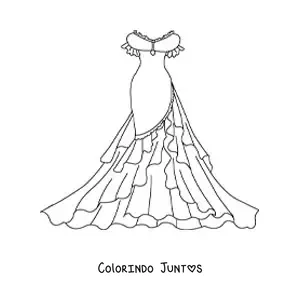 Desenho para colorir de um vestido elegante estilo vintage