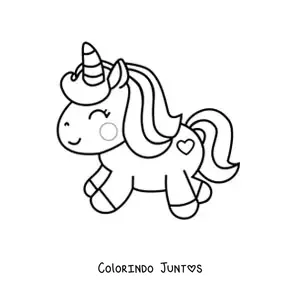 Desenho para colorir de um unicórnio kawaii
