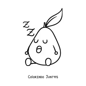 Desenho para colorir de uma pera animada dormindo sentada
