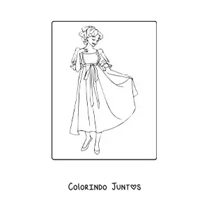 Desenho para colorir de uma menina com um vestido simples