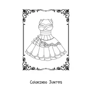 Desenho para colorir de um vestido curto sem mangas