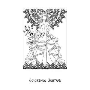 Desenho para colorir de um vestido de noiva