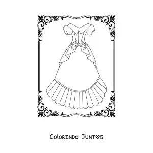 Desenho para colorir de um vestido estilo princesa simples