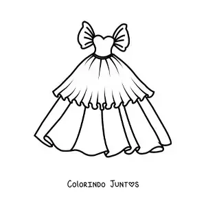Desenho para colorir de um vestido de gala com mangas