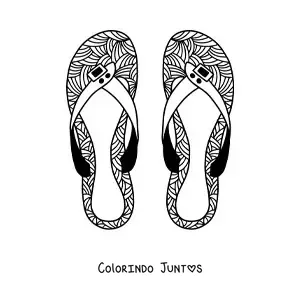Desenho para colorir de um par de sandálias de praia