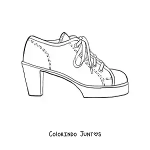 Desenho para colorir de um sapato de salto com tranças