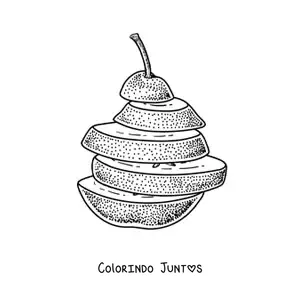 Desenho para colorir de uma pera fatiada