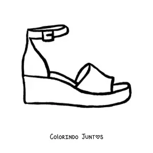 Desenho para colorir de uma sandália de verão com fivela