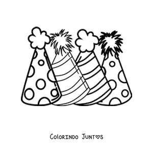 Desenho para colorir de três chapéus de festa