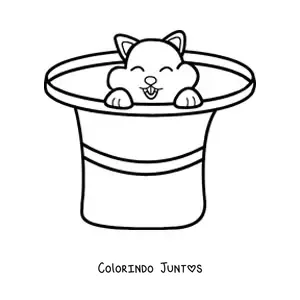 Desenho para colorir de um gato com chapéu