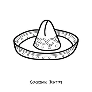Desenho para colorir de um chapéu de mariachi