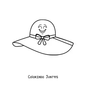 Desenho para colorir de um chapéu animado sorridente
