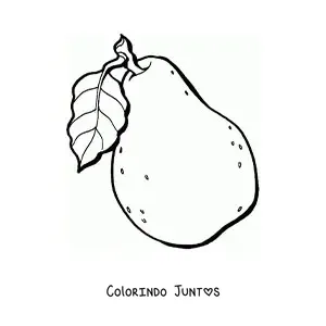 Desenho para colorir de uma pera com uma folha no talo