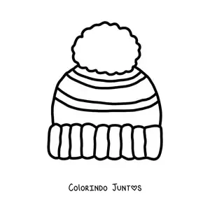 Desenho para colorir de um gorro de inverno de tricô