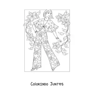 Desenho para colorir de uma menina com uma calça bonita