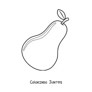 Desenho para colorir de uma pera brilhante com talo e folha