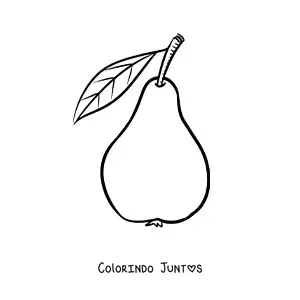 Desenho para colorir de uma pera com talo e folha