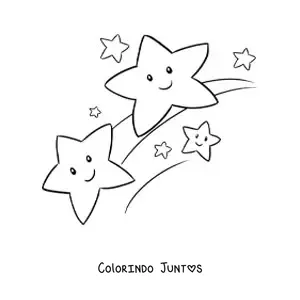 Desenho para colorir de várias estrelas cadentes animadas