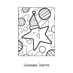 Desenho para colorir de uma estrela de Natal animada
