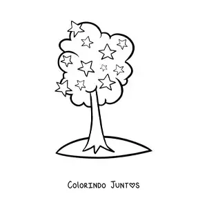 Desenho para colorir de uma árvore de estrelas