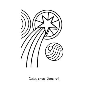 Desenho para colorir de uma estrela com enfeites e um gorro de Natal