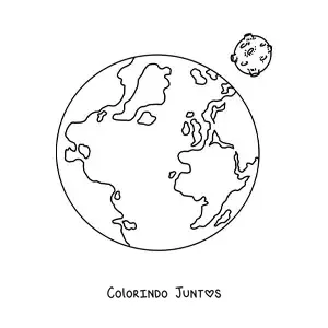 Desenho para colorir da Terra e da Lua