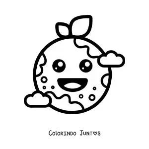 Desenho para colorir do planeta Terra kawaii