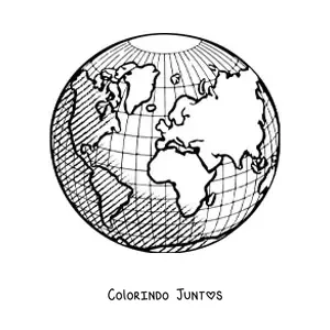 Desenho para colorir de um globo terrestre