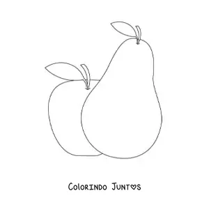 Desenho para colorir de uma pera e uma maçã